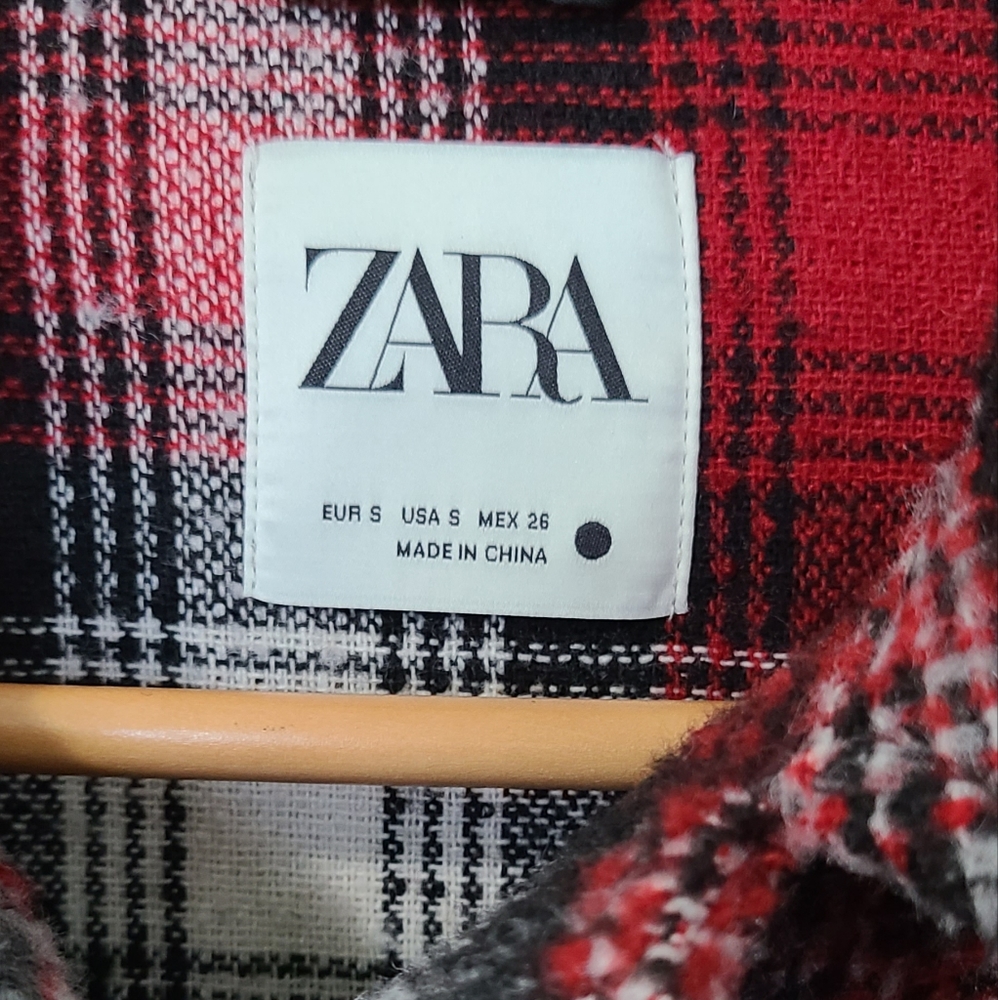 NWOT ZARA overshirt long plaid jacket - Picture 4 of 5